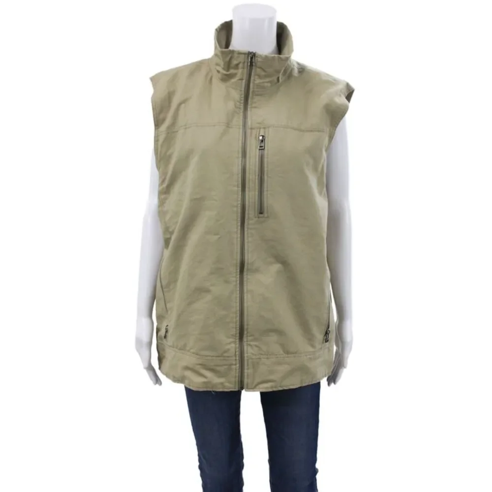 Kuhl Mens Vest Beige Cotton Zip Outdoor Fall Size XL